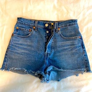 Levi’s ribcage denim shorts